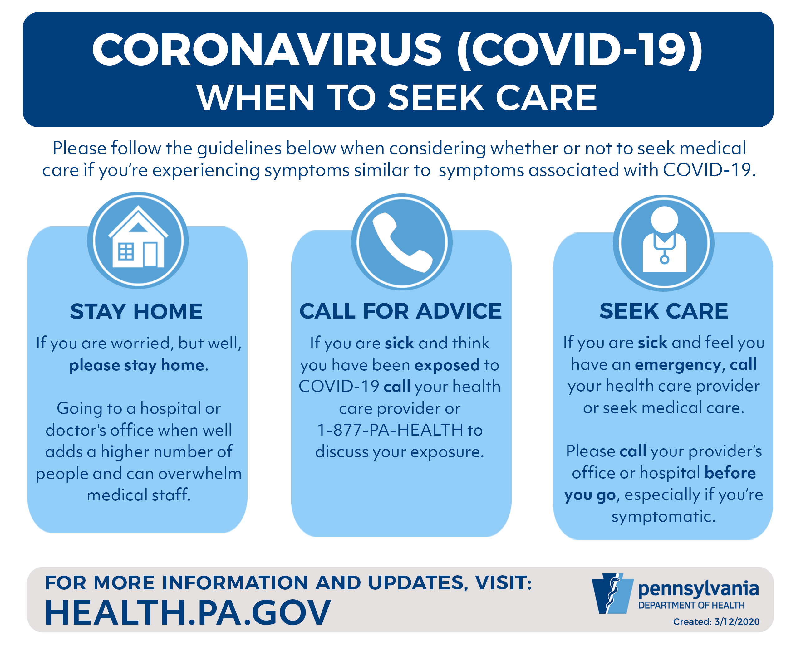 When and how to seek care for Coronavirus COVID-19