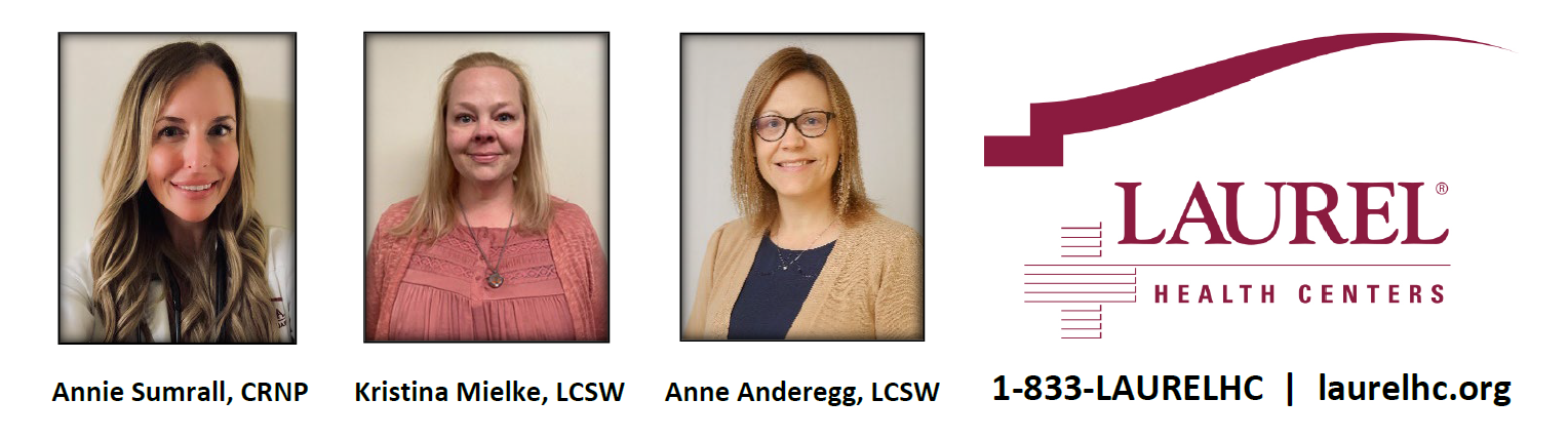 Laurel Health School-based Care Providers - Annie Sumrall Pediatric CRNP and licensed clinical social workers Kristina Mielke, LCSW and Anne Anderegg, LCSW