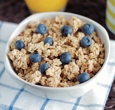 Bowl of oatmeal with blueberries