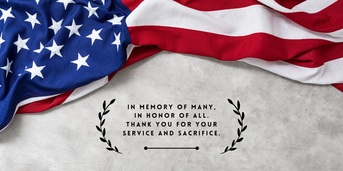 Laurel Health Memorial Day Banner, featuring the American flag and a thank you message to veterans and their families 
