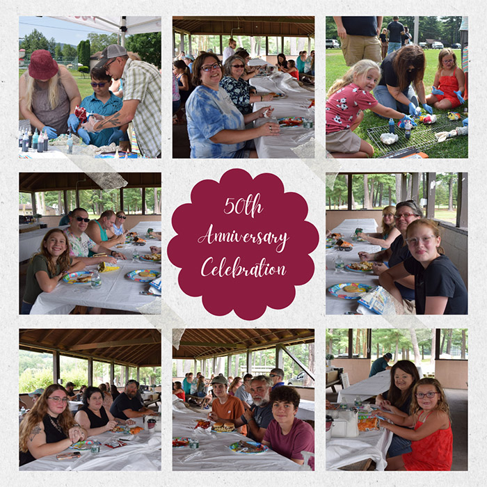 Collage of Laurel Health Employees Celebrating the Health System's 50th Anniversary at a Company Picnic