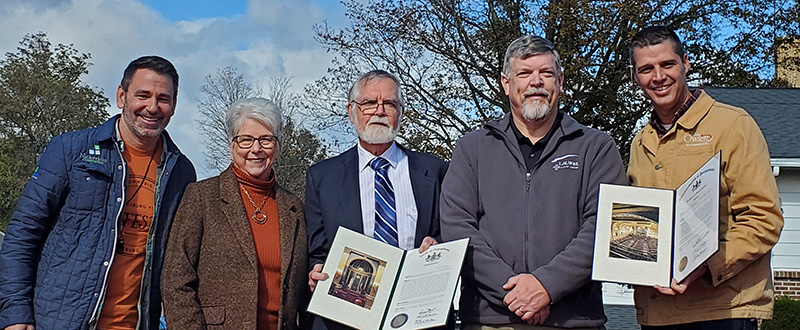 Laurel Health leadership team receiving commendation awards from the offices of Senator Yaw and Representative Owlett