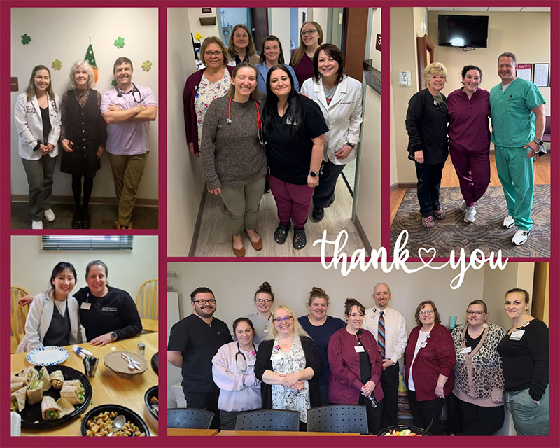 Laurel Health 2024 Doctors' Day Celebration Collage featuring Laurel Health providers smiling and enjoying lunch together