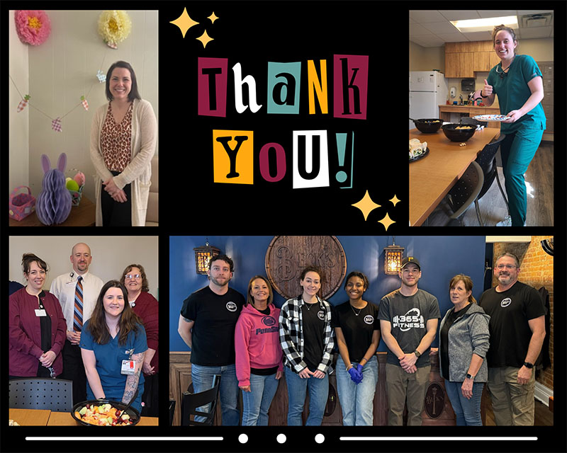 Laurel Health 2024 Doctors' Day Celebration Collage featuring Laurel Health providers smiling and enjoying lunch together