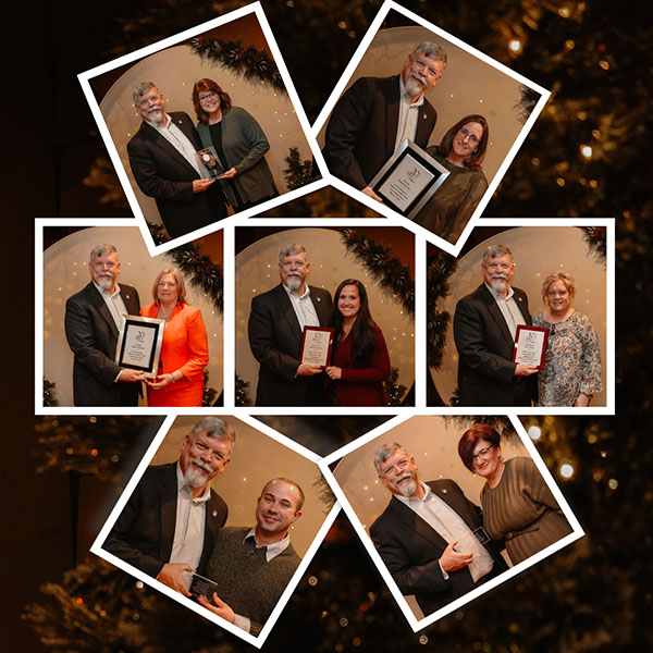 Laurel Health CEO James A. Nobles presents Laurel Health's 2025 milestone recipients with their years of service awards.