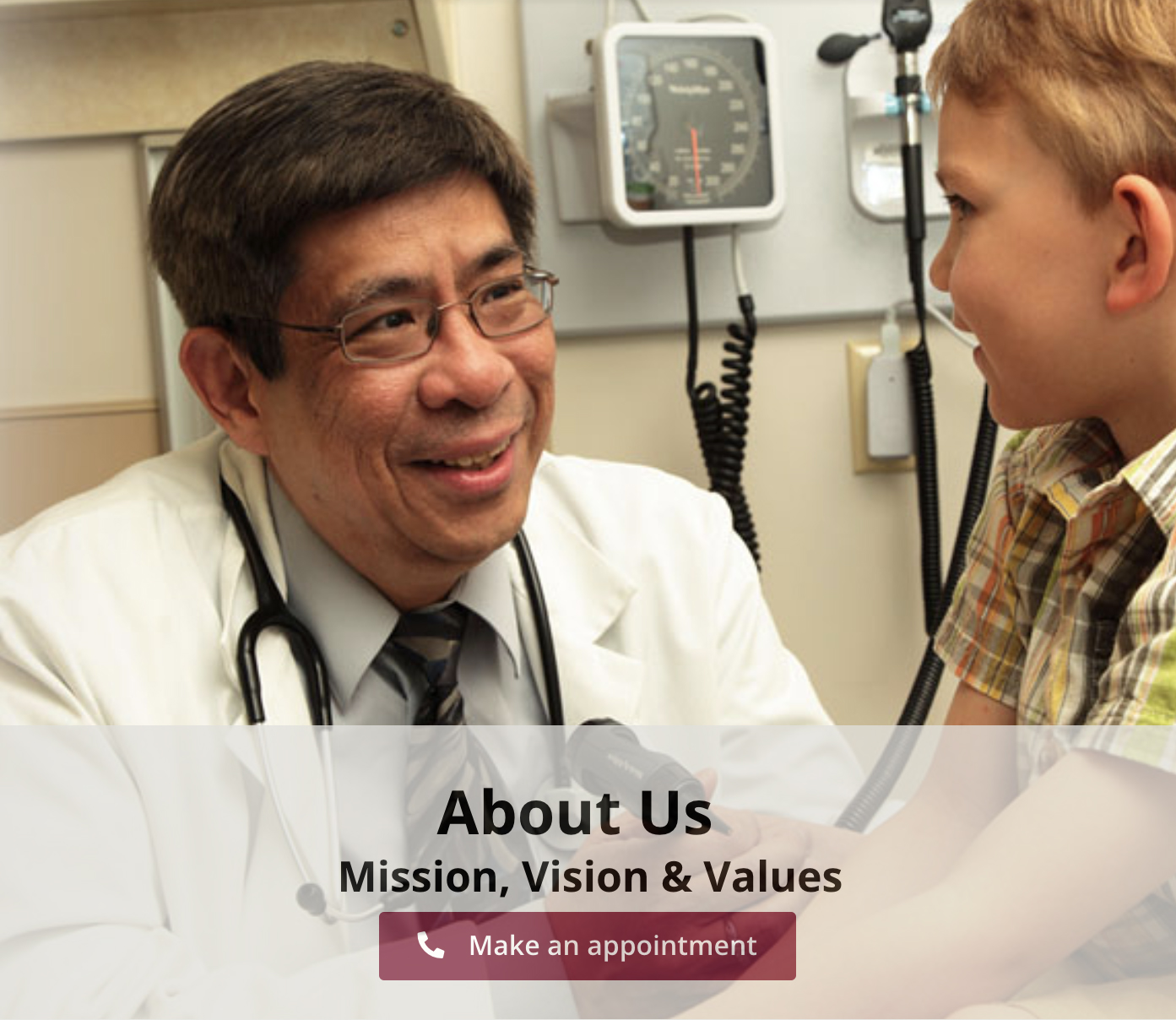 Dr. George Dy performs a well child checkup on a young patient.